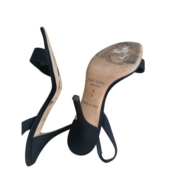 KATE SPADE Lucia Black Ivory Floral Slingback Heels Size 8 - Picture 6 of 6